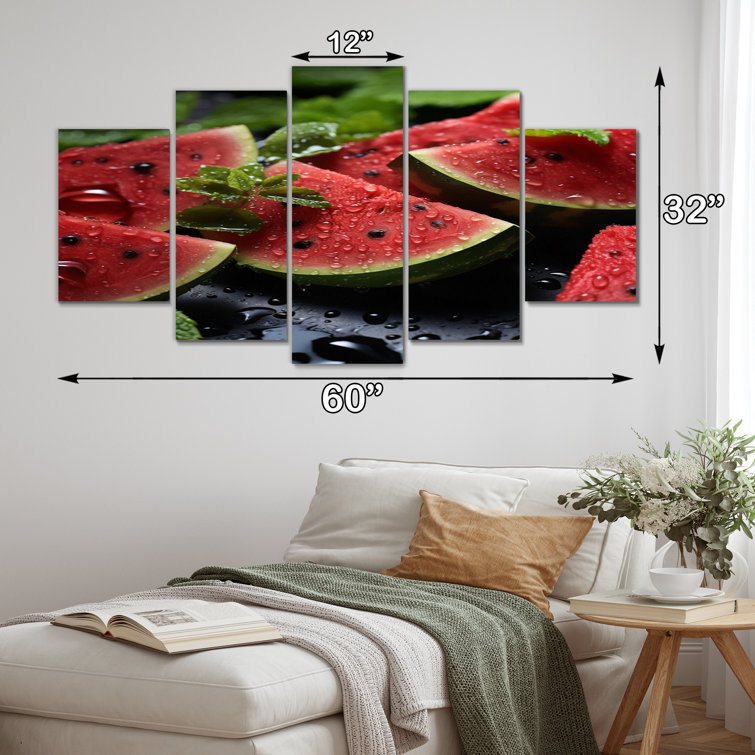 Latitude Run® Bright Watermelon I Fruits Metal Wall Art Living Room
